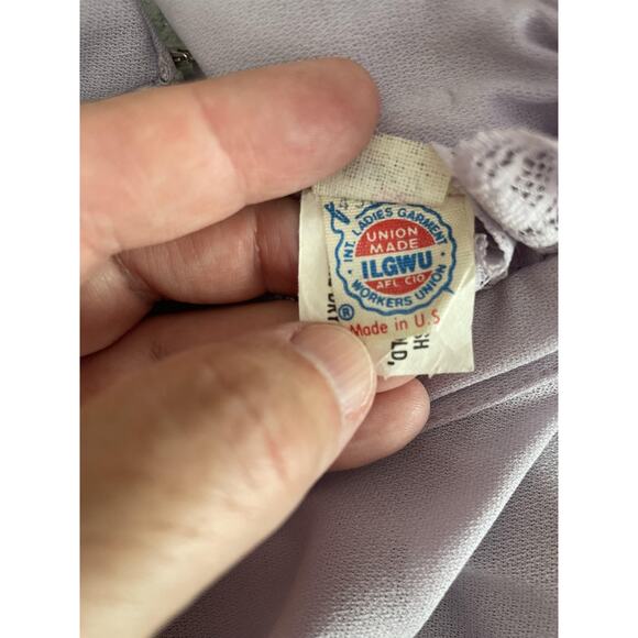 Vtg 70s Victorian Dress Size 7 Union Tag Lace Ruffle Feminine Romantic Pastel - Picture 9 of 14